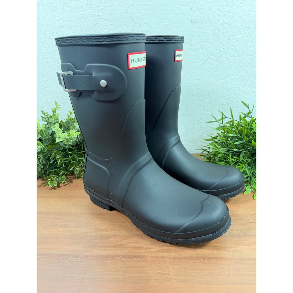 Hunter Women's Original Back Adjustable Short Rain Boots Black Size 9